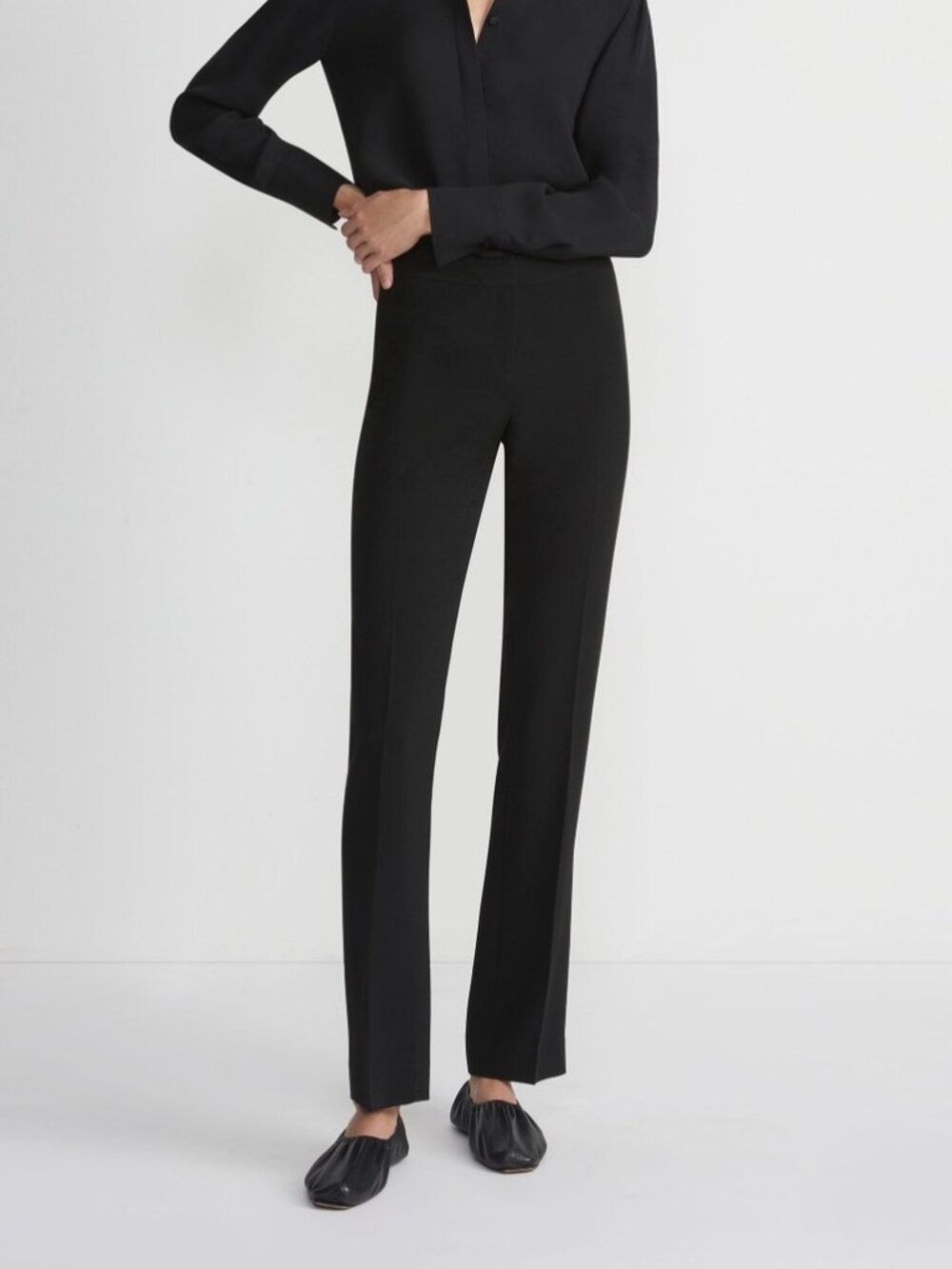 $698 Lafayette 148 New York Black Slinky Finesse Crepe Barrow Pants Size 8